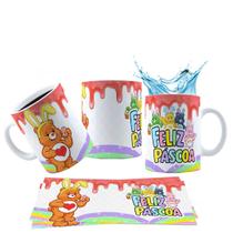 Caneca 325ml Cerâmica Feliz Páscoa Ursinho Carinhosos