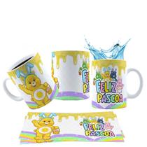 Caneca 325ml Cerâmica Feliz Páscoa Ursinho Carinhosos