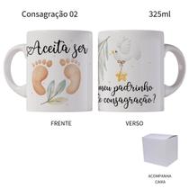 Caneca 325ml Convite Batizado Dinda Dindo Madrinha