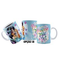 Caneca 325ml Dia das mães de pet Princesas Jasmine Ariel