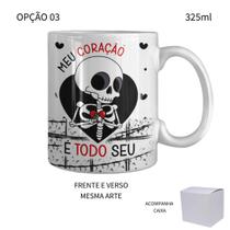 Caneca 325ml Dia Dos Namorados Rock Lovers Caveira