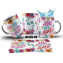 Caneca 325ml Floral Flores Dia Das Mães, Mãe eu te amo