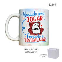 Caneca 325ml Flork Nascido Pra Jogar, Forçado A Trabalhar V2 Caneca 325ml Flork Nascido Pra Jogar, Forçado A Trabalhar V2