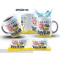 Caneca 325ml Flork O que a boca não fala os olhos reviram