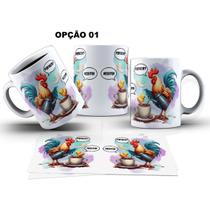 Caneca 325ml Galo e Pintinho Fofoca Aceito! Engraçada