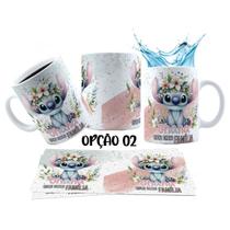 Caneca 325ml Lilo Stitch Ohana quer dizer família Fofo