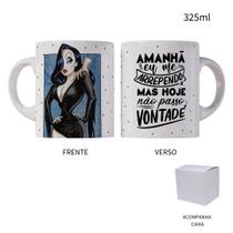 Caneca 325ml Mortícia Addams Amanhã Eu Me Arrependo