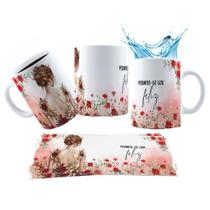 Caneca 325ml Permita-se ser feliz Motivacional Mulheres Caneca 325ml Permita-se ser feliz Motivacional Mulheres