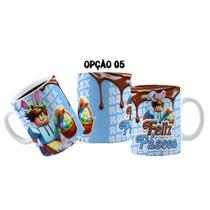 Caneca 325ml Plástico Feliz Páscoa Ro Blox Bloquinhos