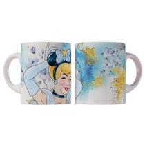Caneca 325ml Plástico Princesas Ariel, Cinderela, Tiana Bela