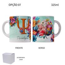 Caneca 325ml Profissões Psicologia Psicóloga Flores Caneca 325ml Profissões Psicologia Psicóloga Flores