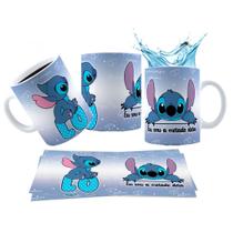 Caneca 325ml Stitch Angel Love Eu sou a metade dela