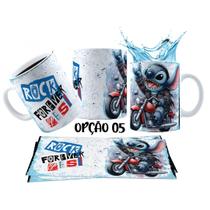 Caneca 325ml Stitch Angel Rock Roll Motoclub Motoqueiro