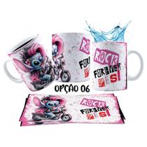 Caneca 325ml Stitch Angel Rock Roll Motoclub Motoqueiro