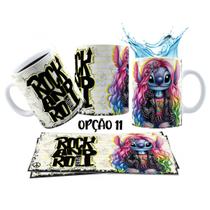 Caneca 325ml Stitch Angel Rock Roll Motoclub Motoqueiro