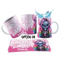 Caneca 325ml Stitch Angel Rock Roll Motoclub Motoqueiro