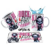 Caneca 325ml Stitch Angel Rock Roll Motoclub Motoqueiro