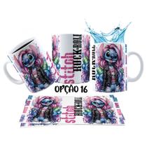 Caneca 325ml Stitch Angel Rock Roll Motoclub Motoqueiro