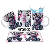 Caneca 325ml Stitch Angel Rock Roll Motoclub Motoqueiro