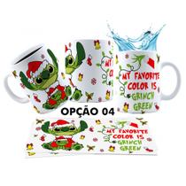 Caneca 325ml Stitch Green Grinch Natal Não vou e pronto!