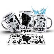 Caneca 325ml Xilogravura Eu amo Nordeste Nordestino Oxente