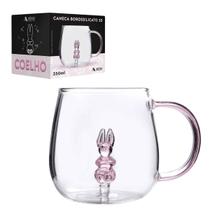 Caneca 3D Coelho Coelhinho Da Páscoa Em Vidro Borossilicato 350mL Allmix