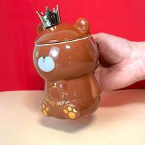 Caneca 3D de Porcelana com Tampa e Colher Ursinho Marrom - Estilo e Praticidade para sua Bebida Caneca 3D de Porcelana com Tampa e Colher Ursinho Marrom - Estilo e Praticidade para sua Bebida