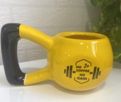 Caneca 3d Kettlebell 550ml Peso Academia Exercício Funcional - Cor Amarelo - Treino Pesado