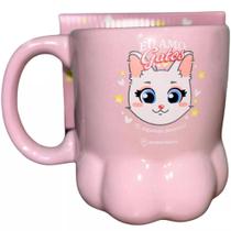 Caneca 3D Meow Patinha Zona Criativa Porcelana Eu amo Gatos