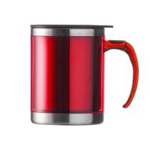 Caneca 400ml Com Tampa Acrílico E Inox Diversas Cores - Vermelho