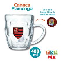 Caneca 400ml Vidro relevo bola- Flamengo