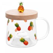 Caneca Abacaxi 330ml Borossilicato C/ Pires Bambu 5706 Lyor Caneca Abacaxi 330ml Borossilicato C/ Pires Bambu 5706 Lyor