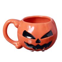 Caneca Abóbora Halloween Pumpkin 3D Porcelana Laranja 500ML - Zona Criativa