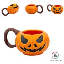 Caneca Abóbora Halloween Terror 3D Cerâmica Decoração 300ml