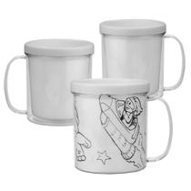 Caneca Acrílica 300Ml Para Colorir - 5 Unidades - Azul Bebê