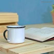 Caneca Agata Esmaltada 160ml Branca Ewel