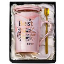 Caneca ALBISS Best Motherin Law Ever 400 ml de mármore rosa com tampa