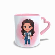Caneca Alça de Coração Personalizada Profissão Enfermeira Com Nome