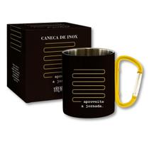 Caneca Alça Mosquetão Inox Preto Adventure Camping Esporte - Hug Box