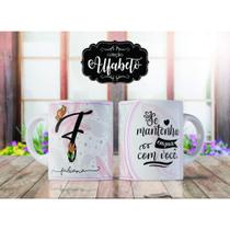 Caneca Alfabeto Floral Personalizada Com Inicial Nome E Frase Todas As Letras E Nome Presente