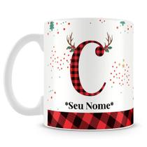Caneca Alfabeto Natalino Letra C (Com Nome)