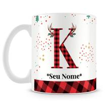 Caneca Alfabeto Natalino Letra K (Com Nome)