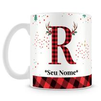 Caneca Alfabeto Natalino Letra R (Com Nome)