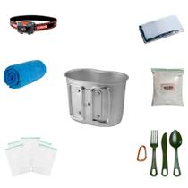 Caneca aluminio + Cal + Ziplock + Manta + Talher Verde + Katori + Toalha Caneca aluminio + Cal + Ziplock + Manta + Talher Verde + Katori + Toalha