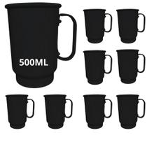 Caneca Alumínio TRANSFER Preto Fosco 500ML - 10Un