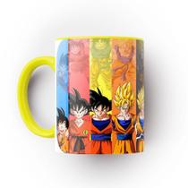 Caneca Amarela Dragon Ball Z Goku Fases