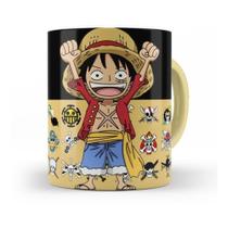 Caneca Amarela One Piece Monkey D. Luffy Chibi