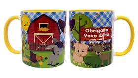 Caneca Amarela Personalizada Fazenda, Sítio, Chácara