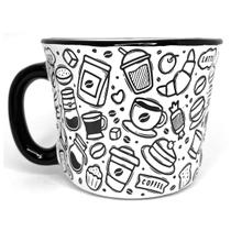 Caneca Americana 440Ml Branco Preto Gente Que Ama Café Presente Xicara Cerâmica Coffee Namorados