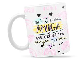 Caneca Amiga de Coração Divertida Porcelana Xícara 325ml + Caixa Presente